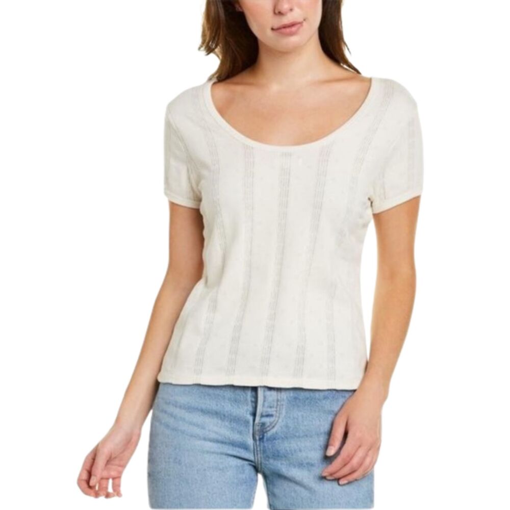 Madewell scoop neck pointelle ribbed tee white XS
